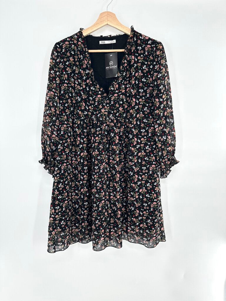 Zara Floral Babydoll Dress with Ruffle Trim